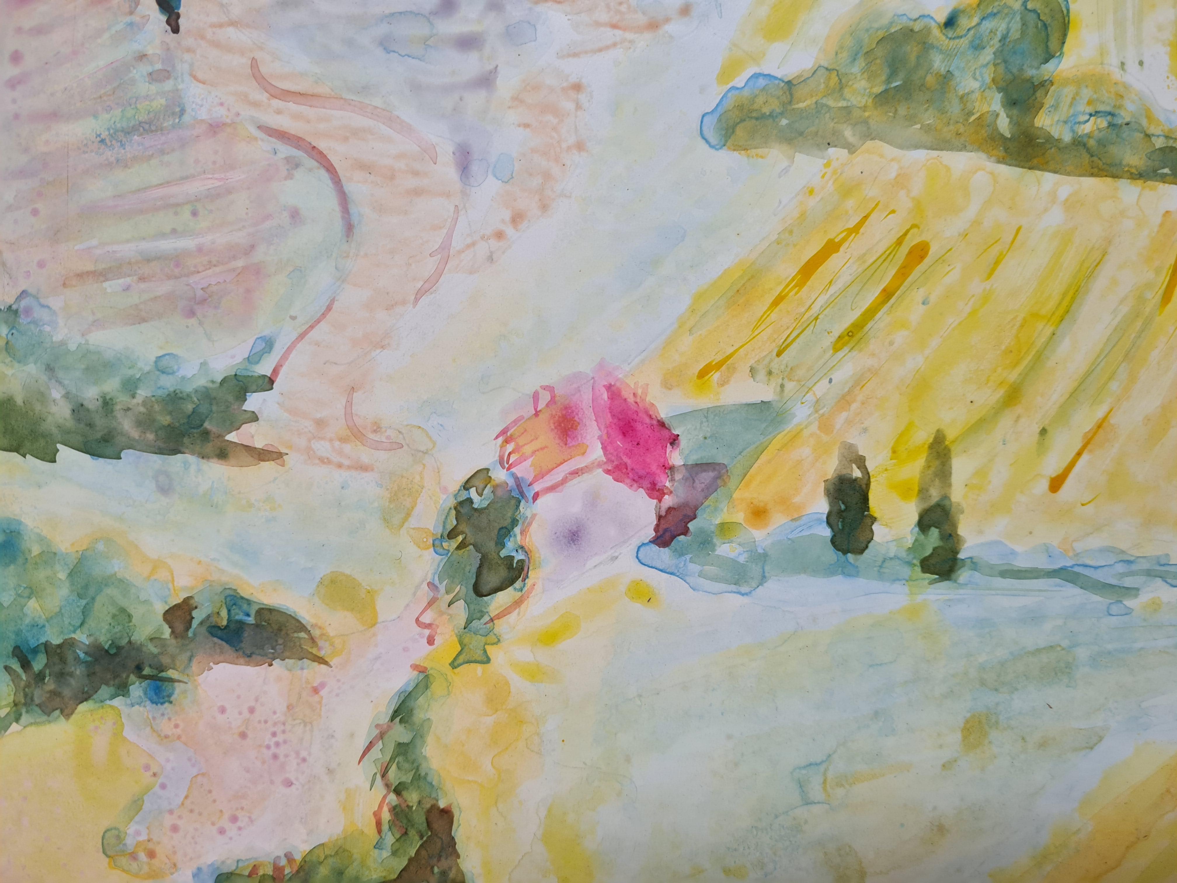 Paisaje impresionista, Les Alpilles en Provence, Hommage à Yves Brayer - Painting Impresionista de G Ricard