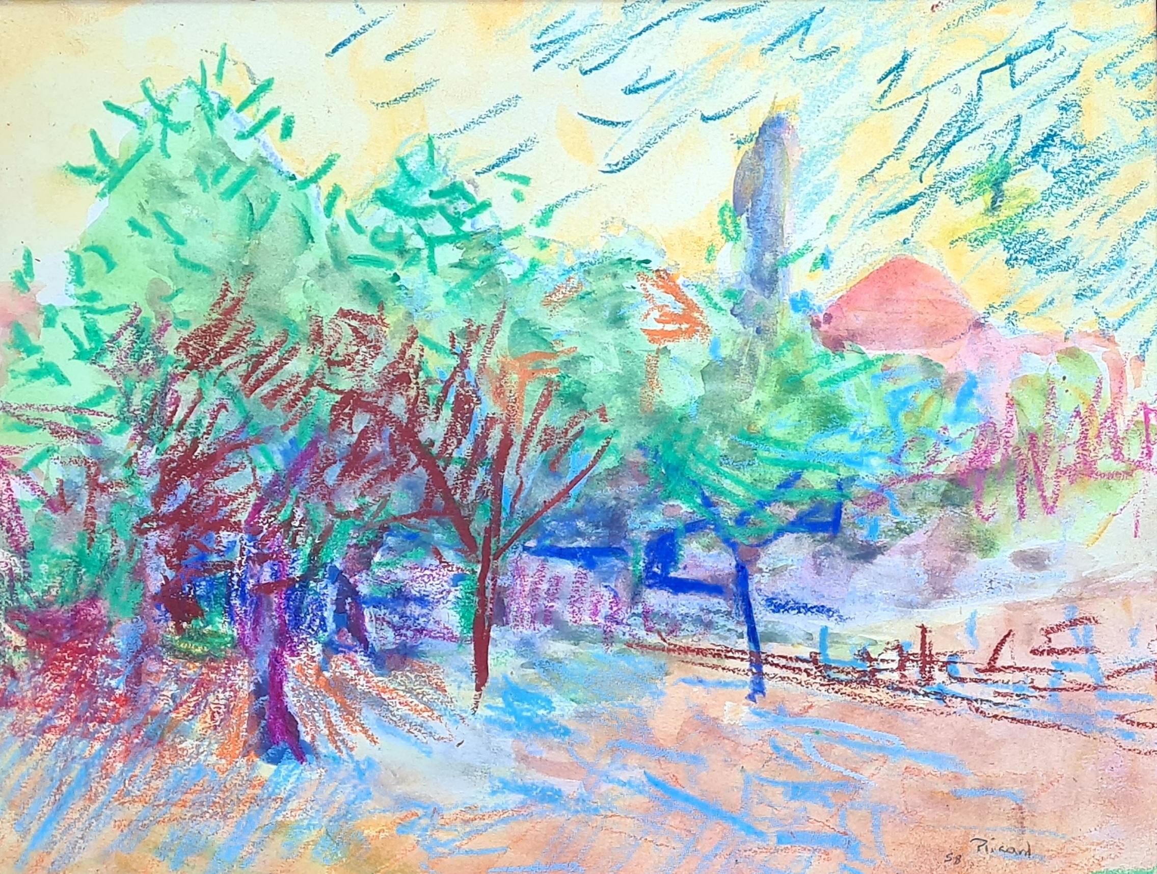 Paisaje impresionista fauvista de mediados del siglo XX. - Art de G Ricard