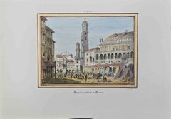 Salone Square in Padua – Radierung von G. Riccio – 19. Jahrhundert