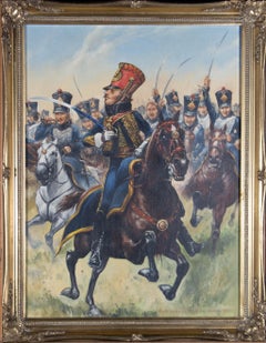 G. Ring after Lalauze - 1982 Oil, The 7th Queen's Own Hussars, Waterloo, 1815