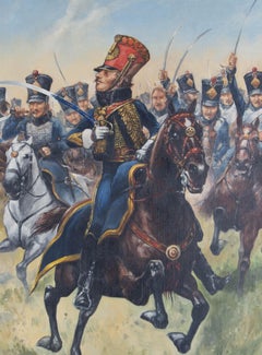 G. Ring after Lalauze - 1982 Oil, The 7th Queen's Own Hussars, Waterloo, 1815