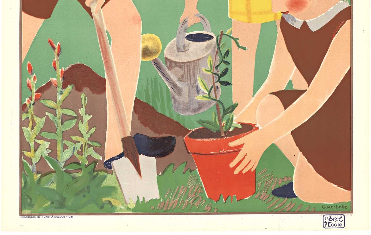 Affiche vintage française d'origine Concours de l'Art à l'École - Académique Print par G. Rochette