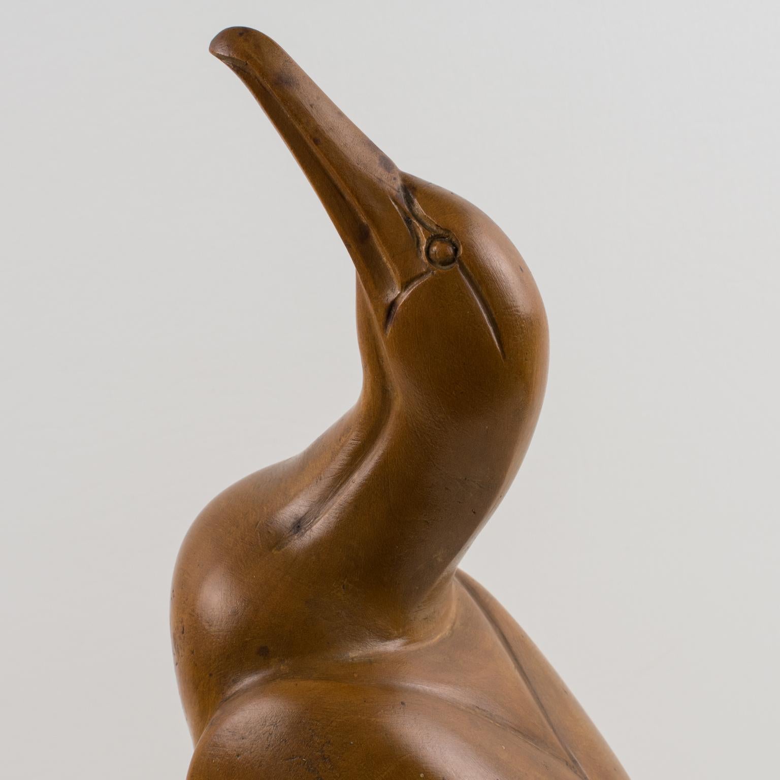 Sculpture française Art Déco mouette en bois de G. Rouxel 10