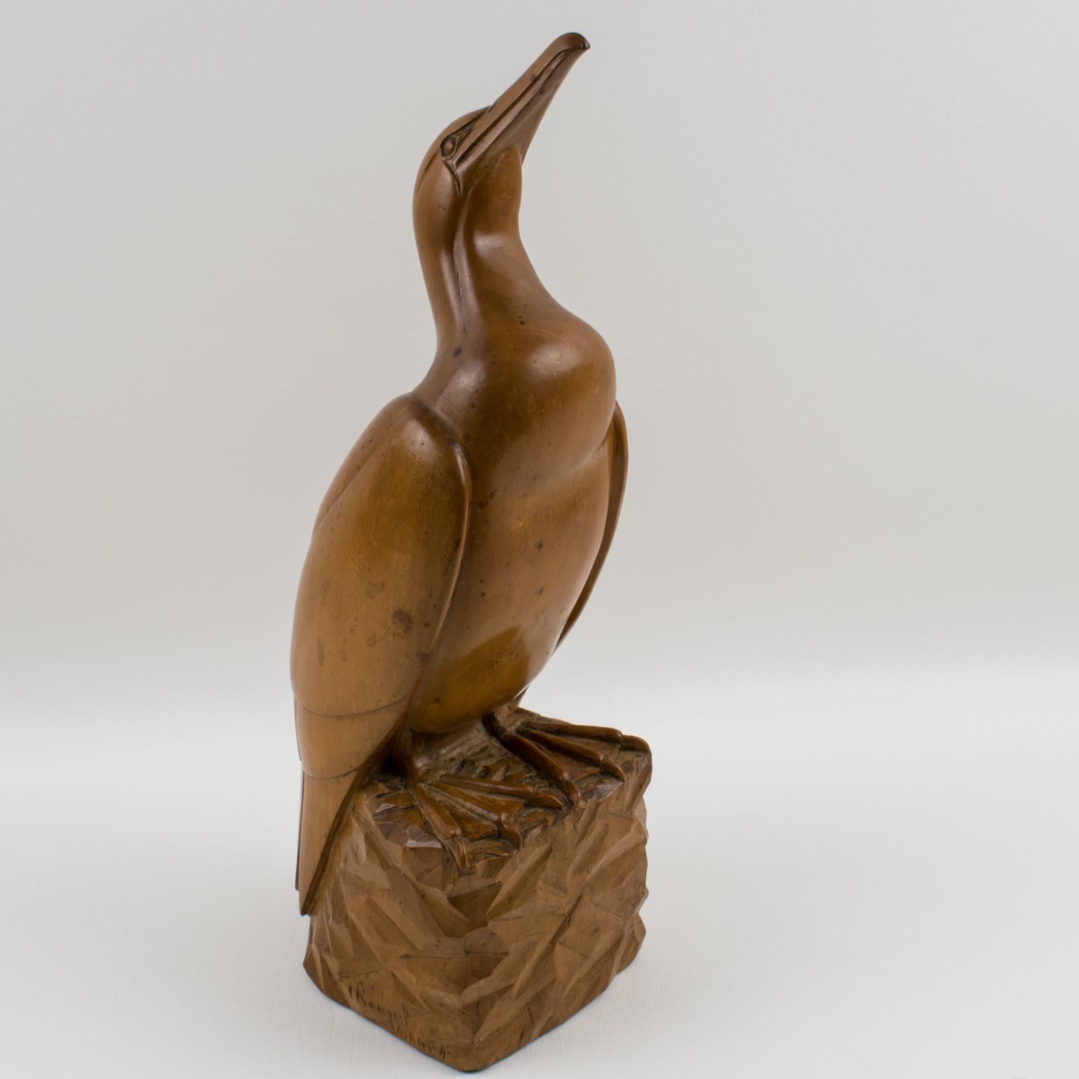 Sculpture française Art Déco mouette en bois de G. Rouxel 12