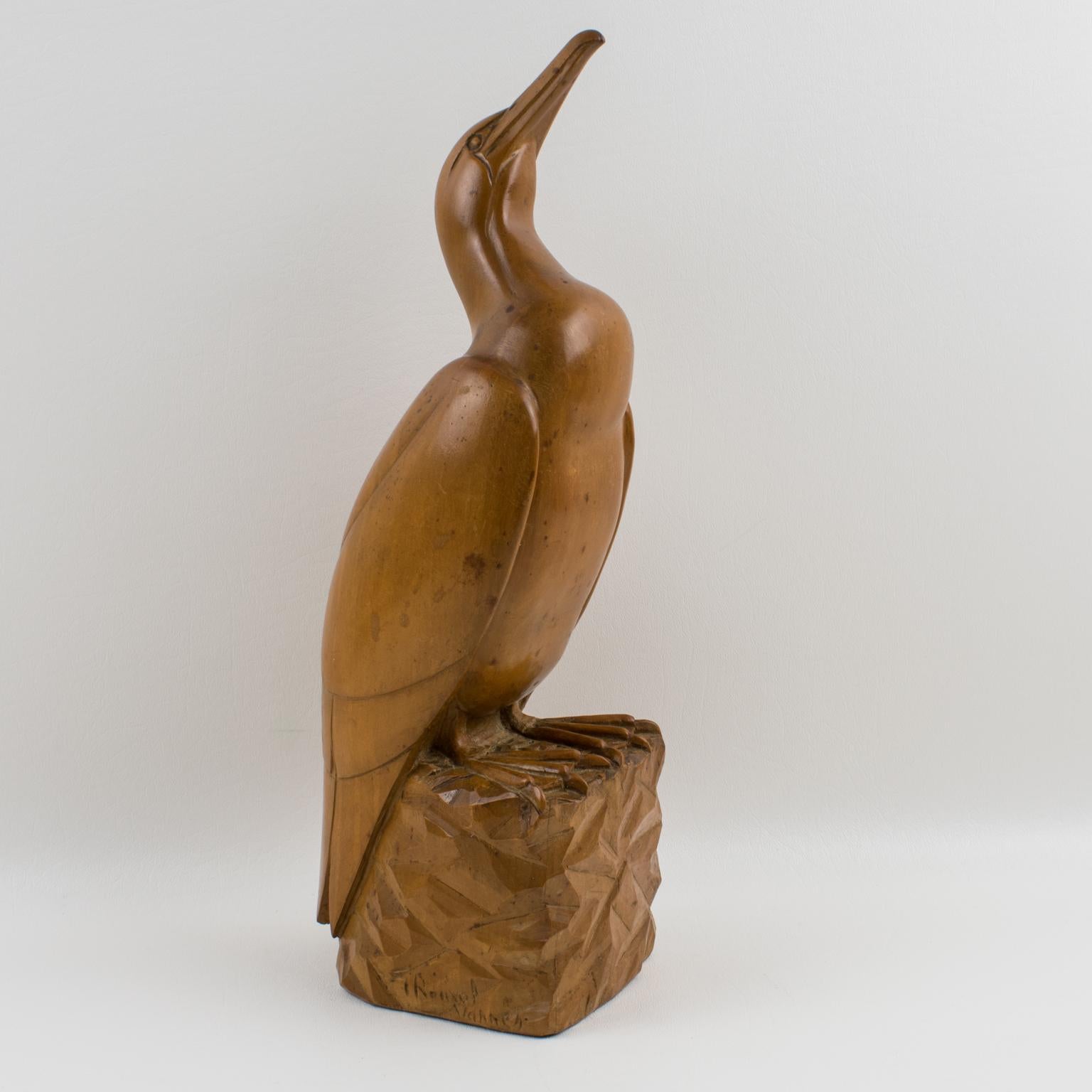 Sculpture française Art Déco mouette en bois de G. Rouxel 1