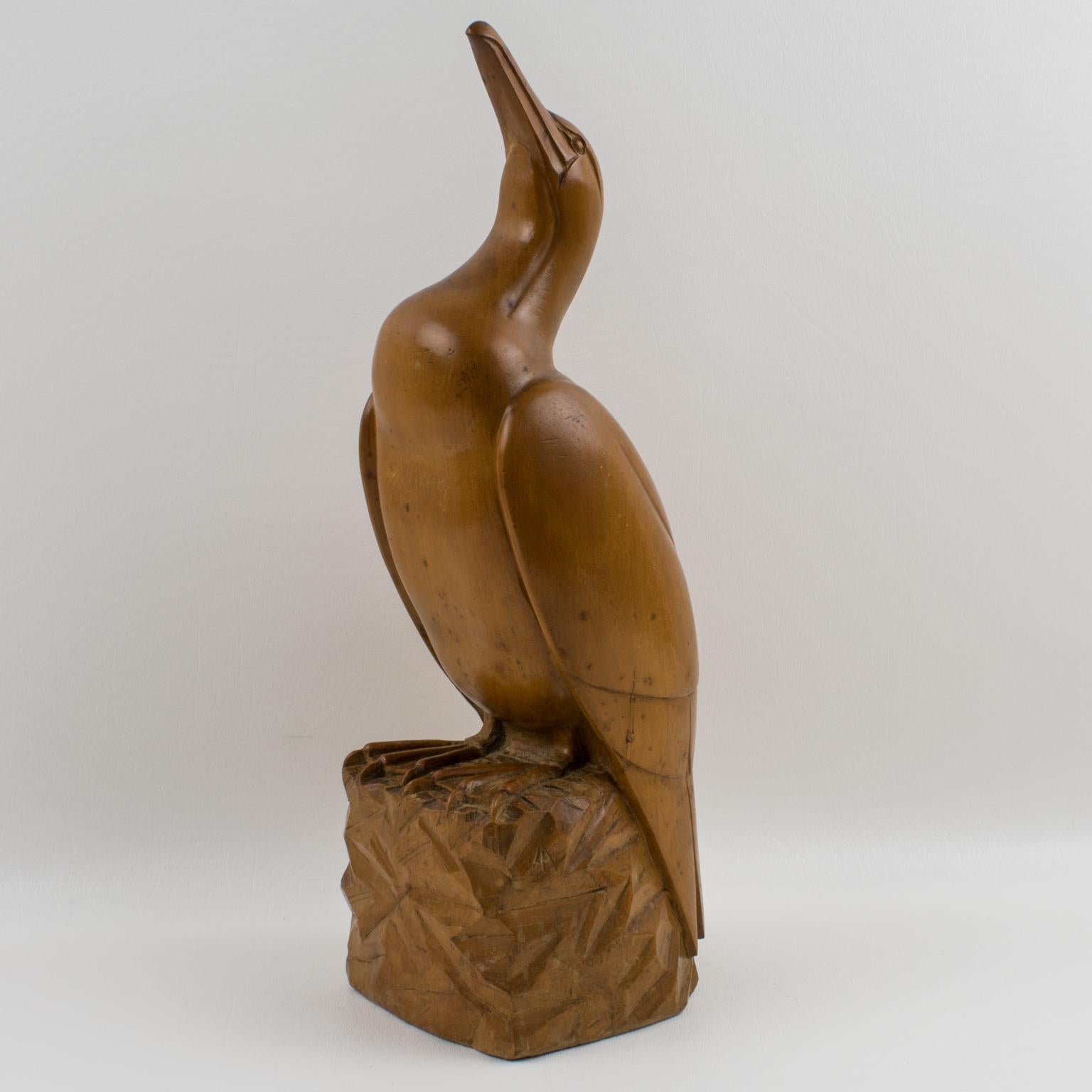 Sculpture française Art Déco mouette en bois de G. Rouxel 2