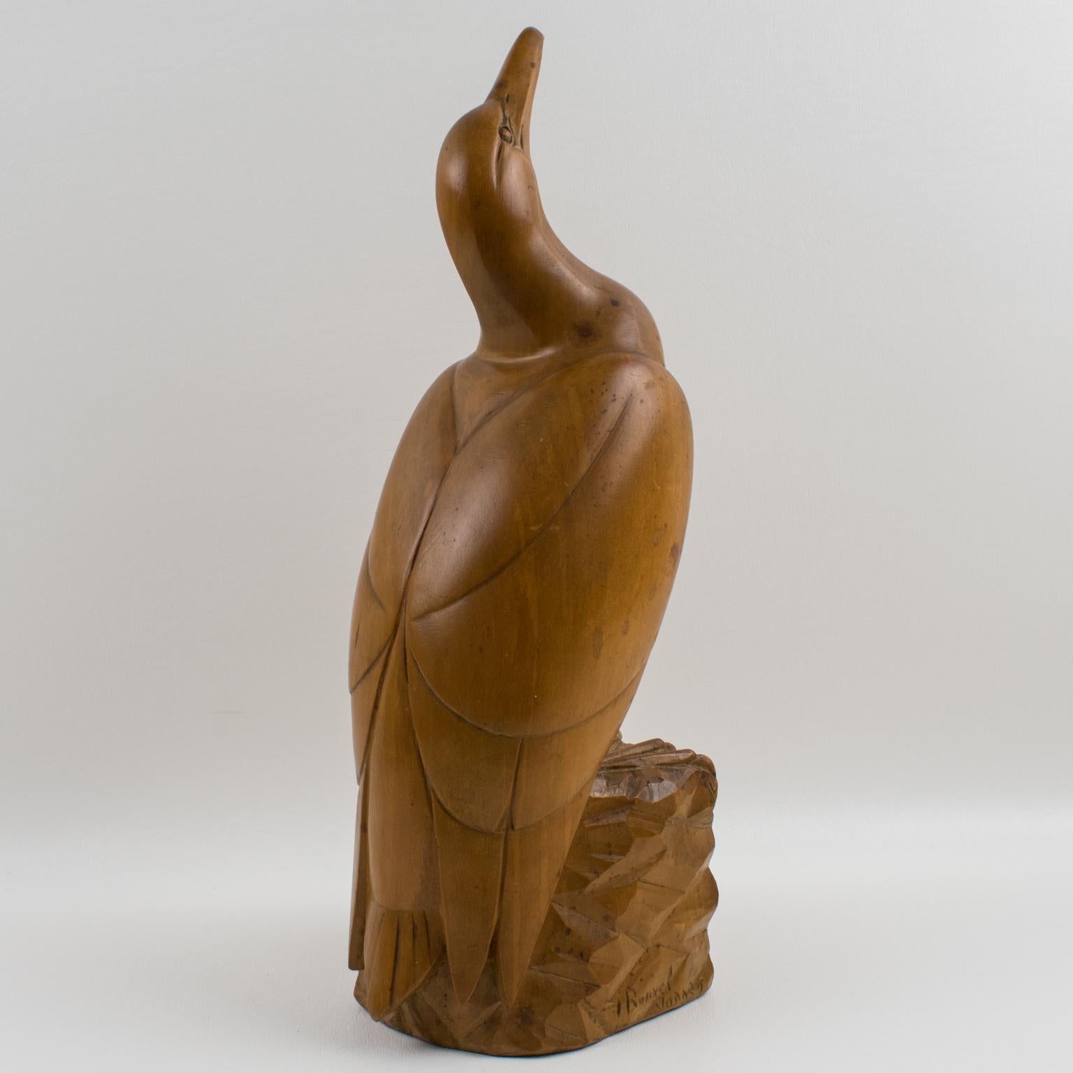 Sculpture française Art Déco mouette en bois de G. Rouxel 4