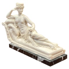 G. Ruggeri Italian Neoclassical Paolina Borghese Sculpture on Marble, circa 1970