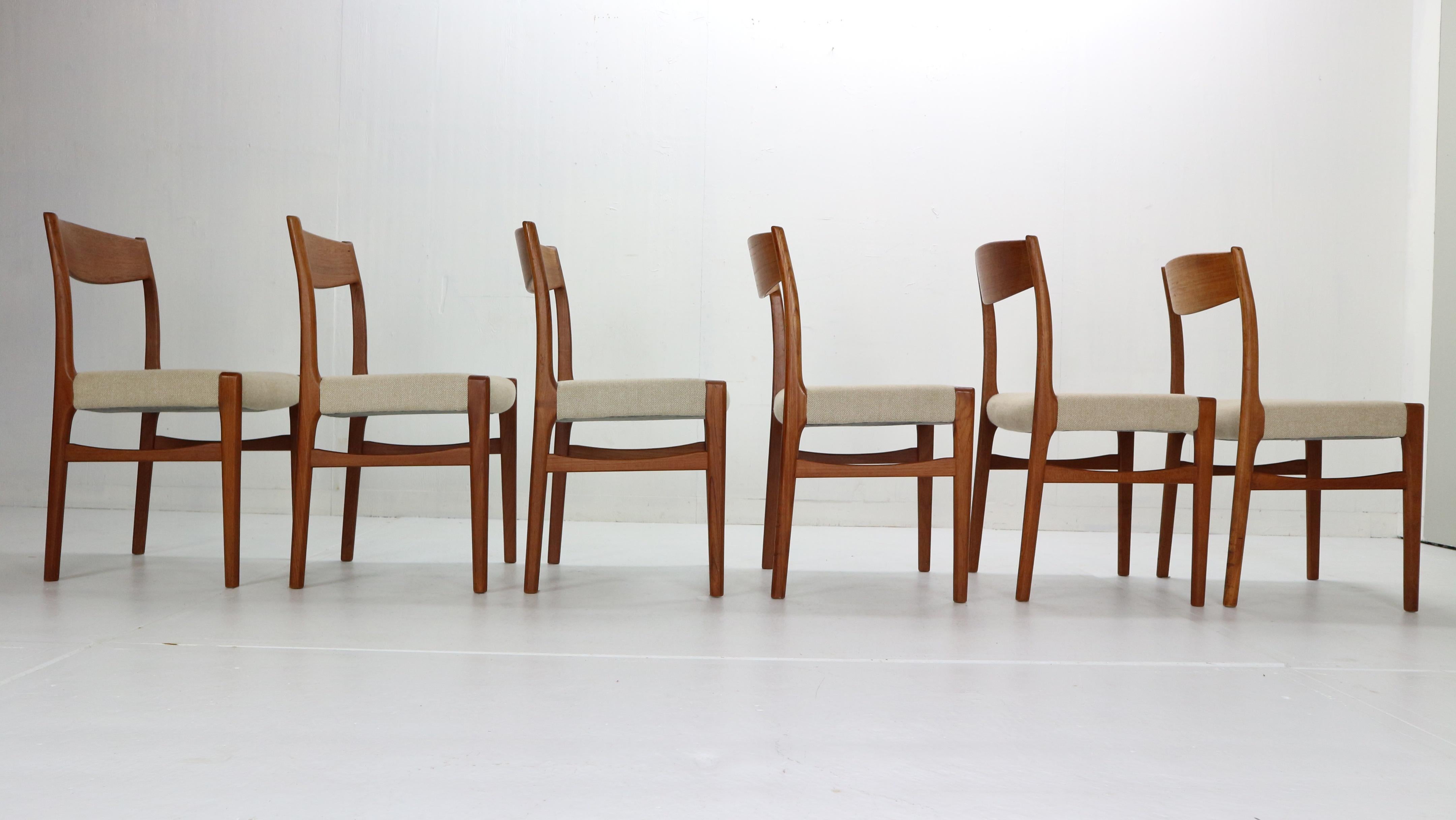 G. S. Glyngore Stolefabrik Set of 6 Teak Dinning Room Chairs, 1960s Denmark 1