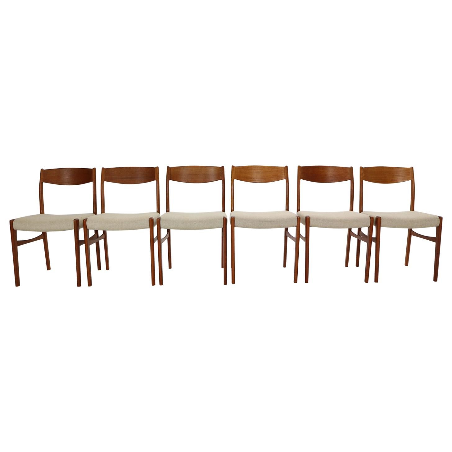 G. S. Glyngore Stolefabrik Set of 6 Teak Dinning Room Chairs, 1960s Denmark
