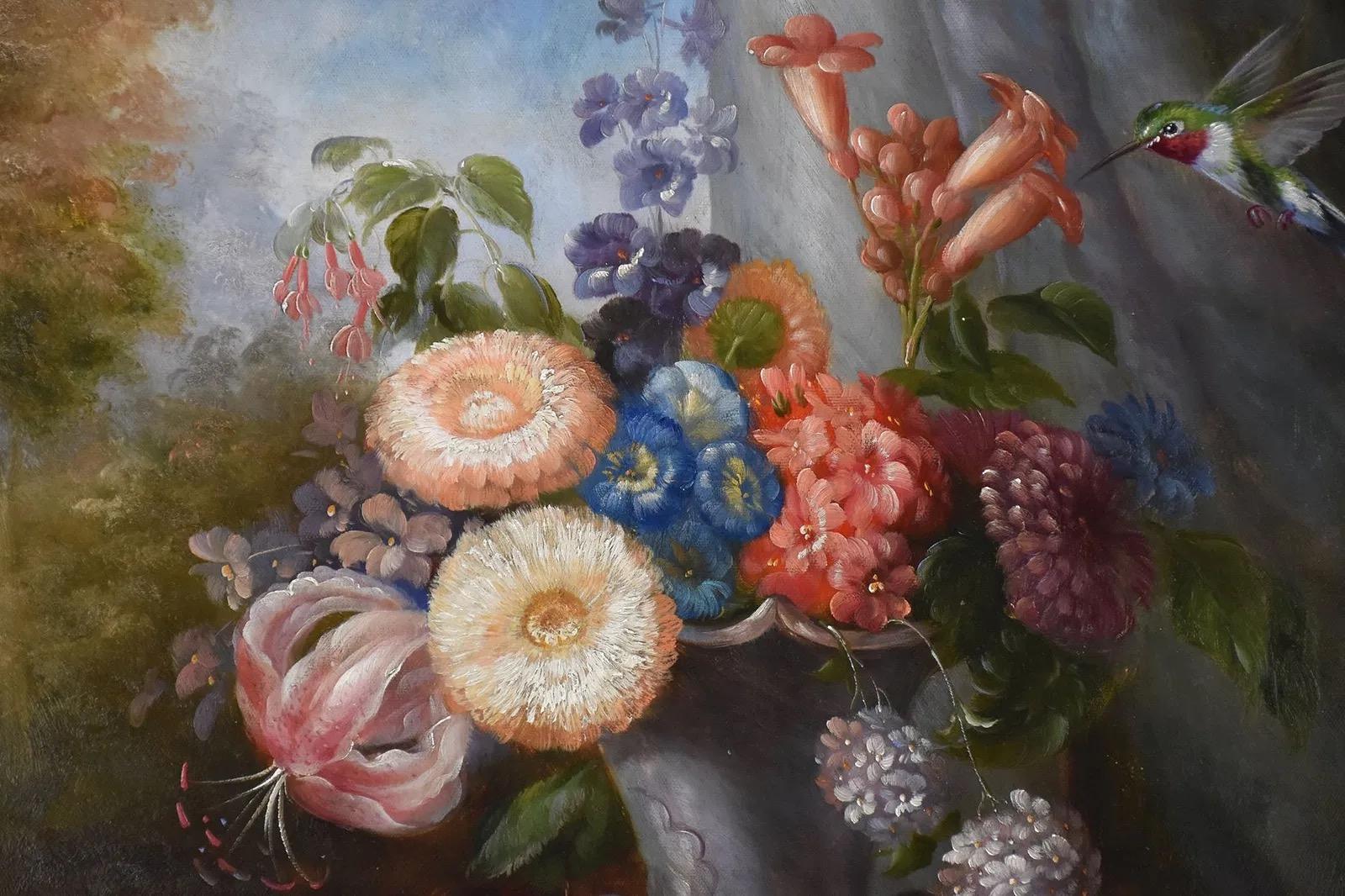 Nature morte au colibri - Painting de G. Schroter