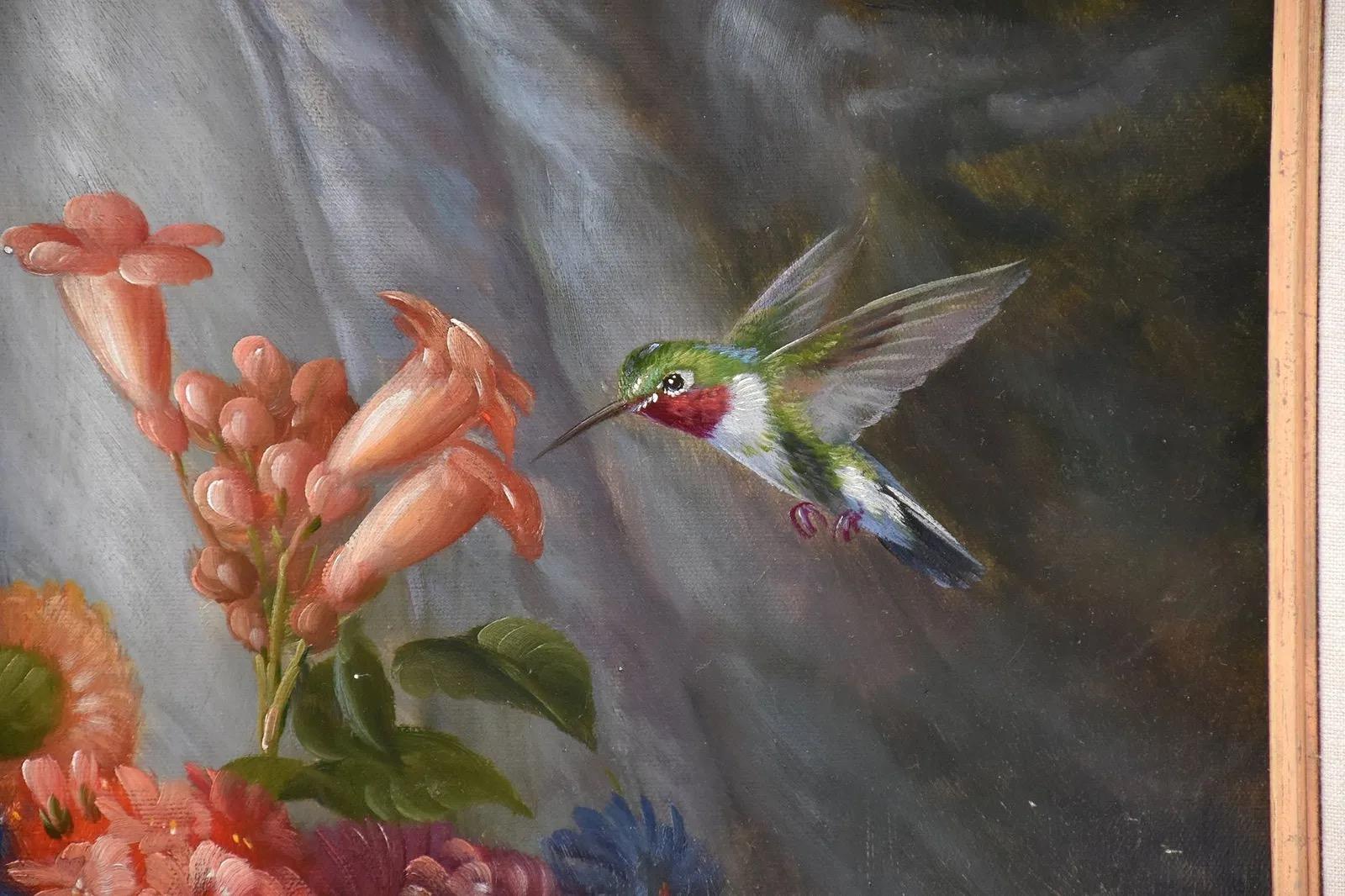 Nature morte au colibri - Maîtres anciens Painting par G. Schroter