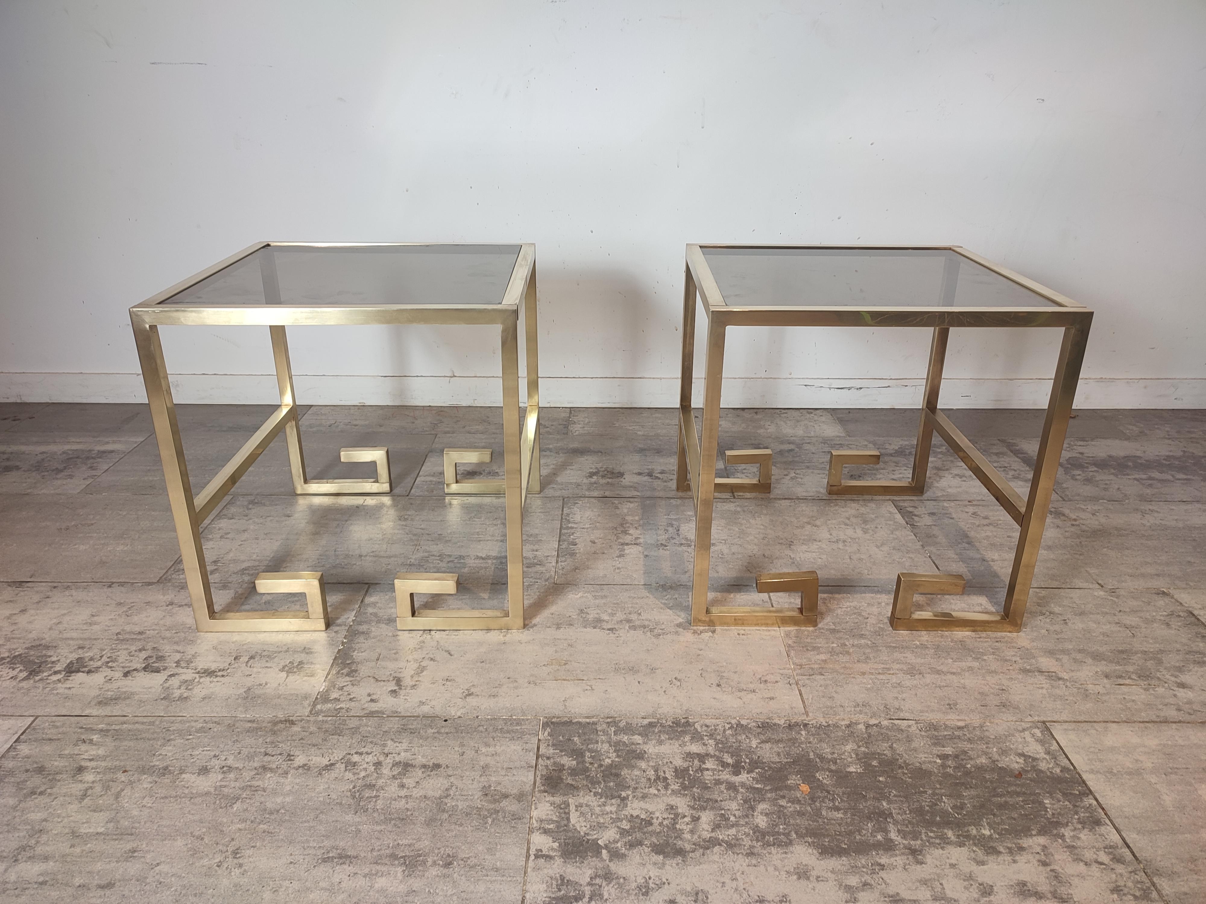 Very unique Greek key shaped side tables.