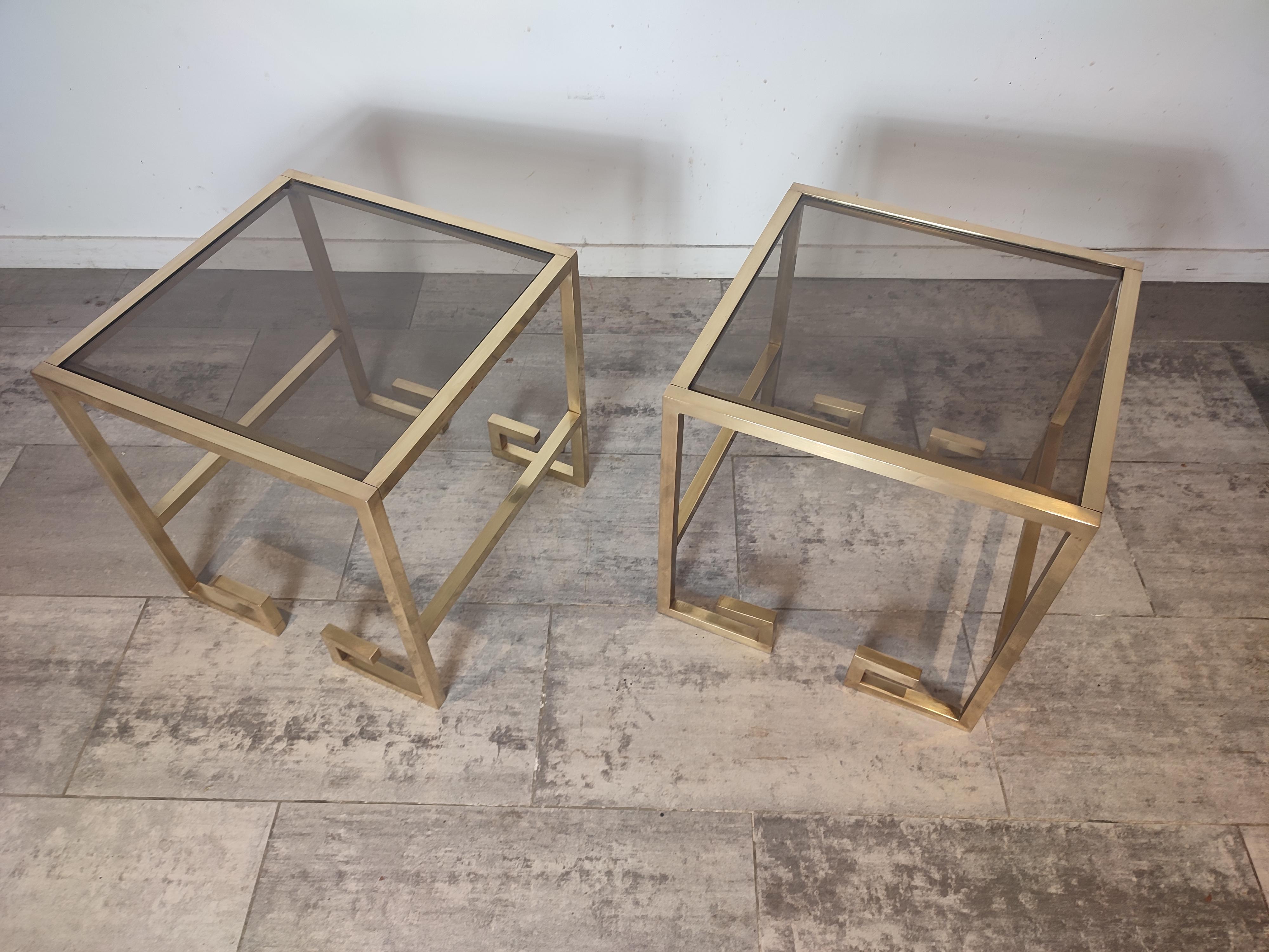 Mid-Century Modern G shape Pair of Side Tables from Belgo Chrom For Sale