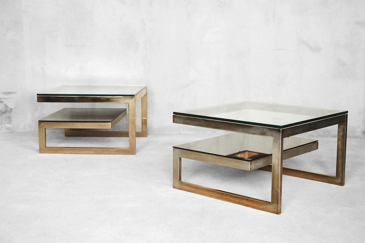 G-Shaped and Gold-Plated Coffee Tables from Belgochrom, 1970s, Set of 2 7
