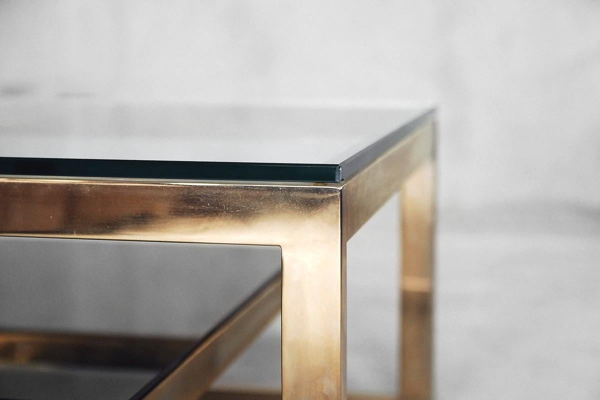 G-Shaped and Gold-Plated Coffee Tables from Belgochrom, 1970s, Set of 2 (Belgisch)