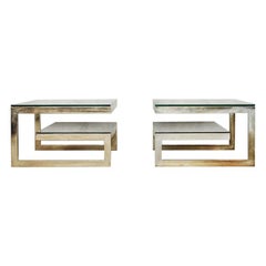 G-Shaped and Gold-Plated Coffee Tables from Belgochrom, 1970s, Set of 2