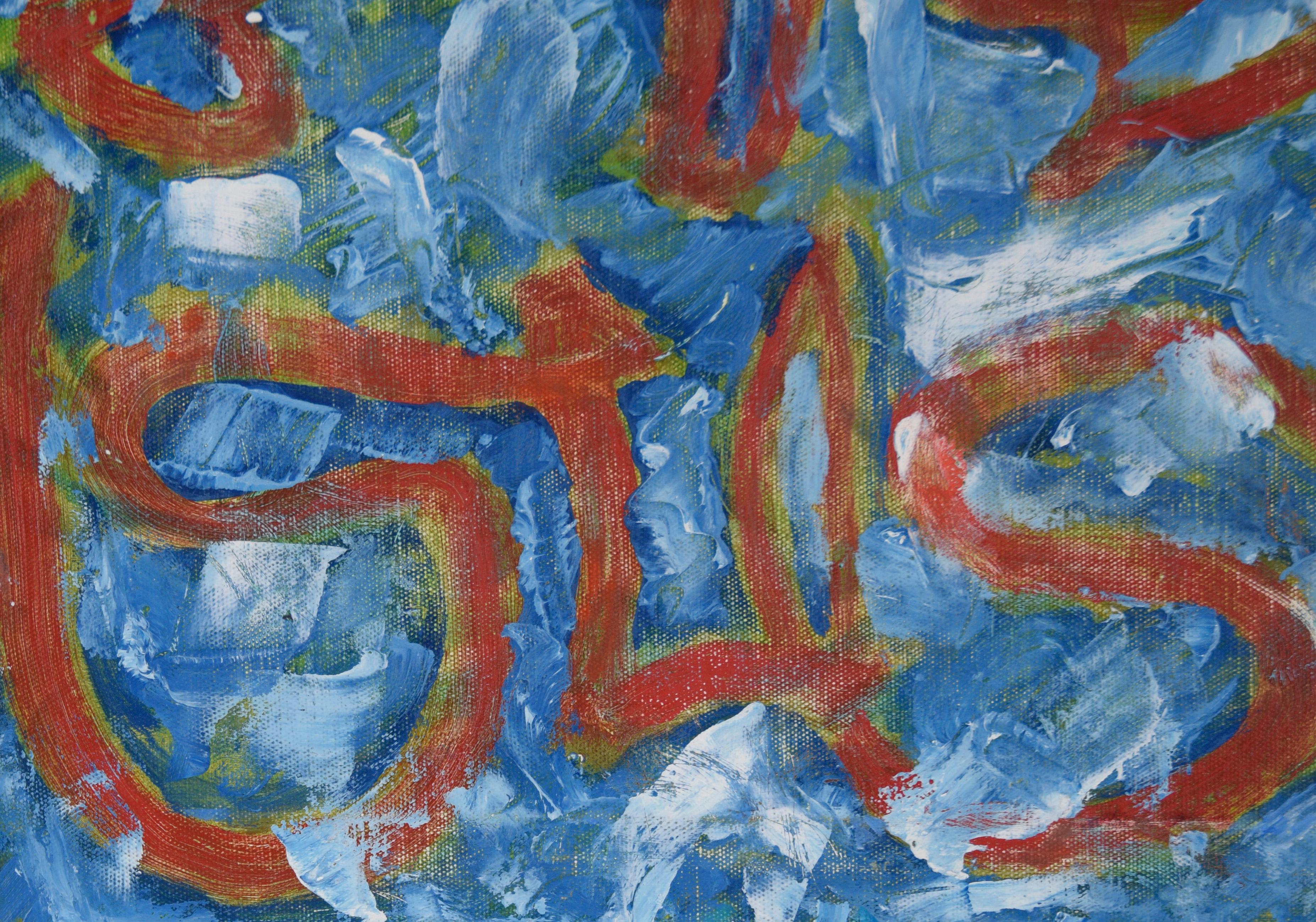 Abstrakte Komposition „Well Worn Secret“ aus Acryl auf Leinwand im Angebot 1