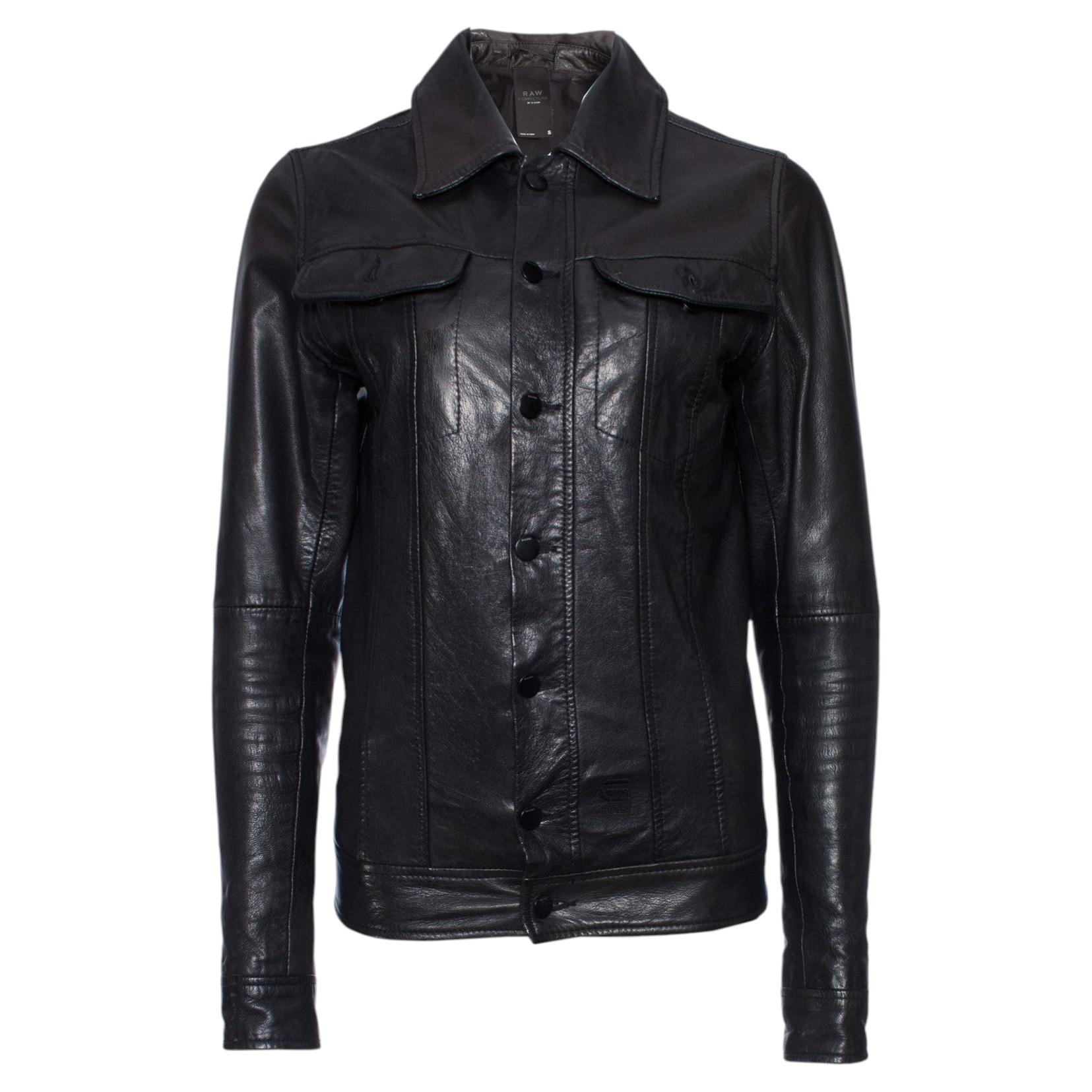 G star Raw, Black leather jacket in size S For Sale