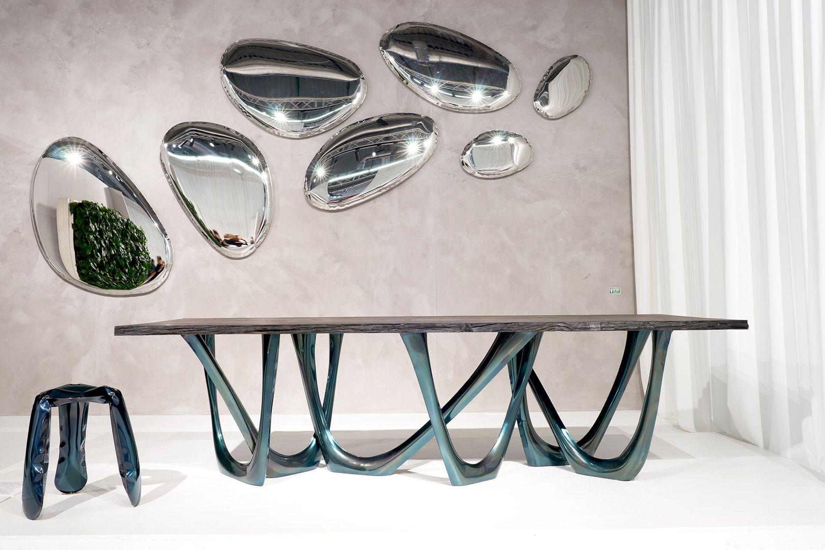 Mesa G con tablero de roble antiguo azul cósmico by Zieta Siglo XXI y contemporáneo en venta