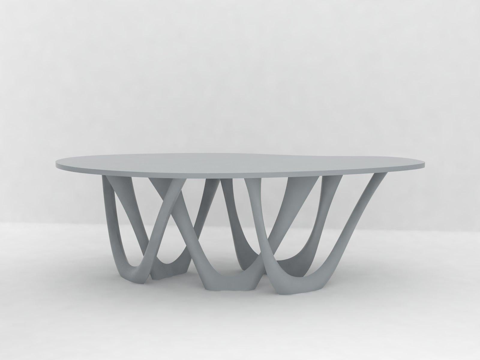 G-Table B and C in Brushed Stainless Steel with Concrete Top by Zieta For Sale 3