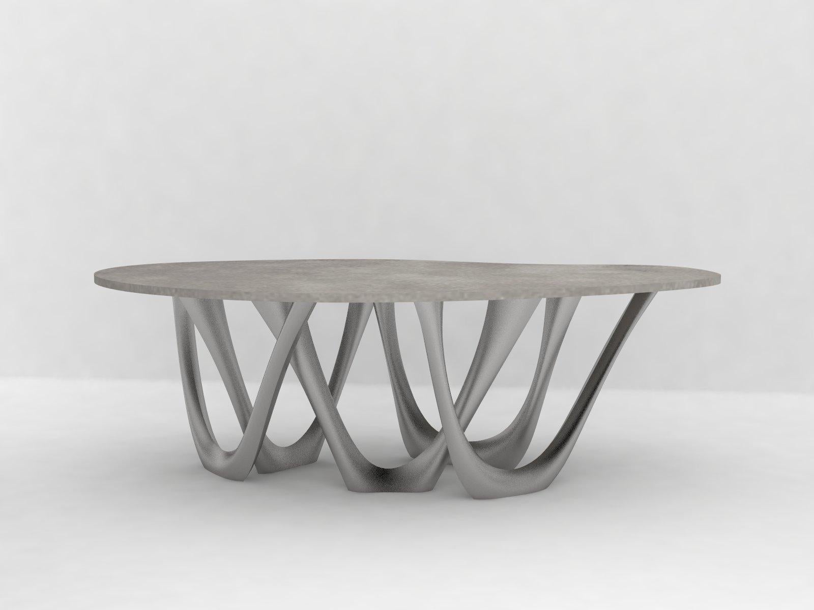 We use parametric design software to generate G-table form. Modifying a few variables lets us create a miniature model as well as a huge pavilion. Delicate structure of table legs may become stocky and dominating. All those factors cause G-yable to