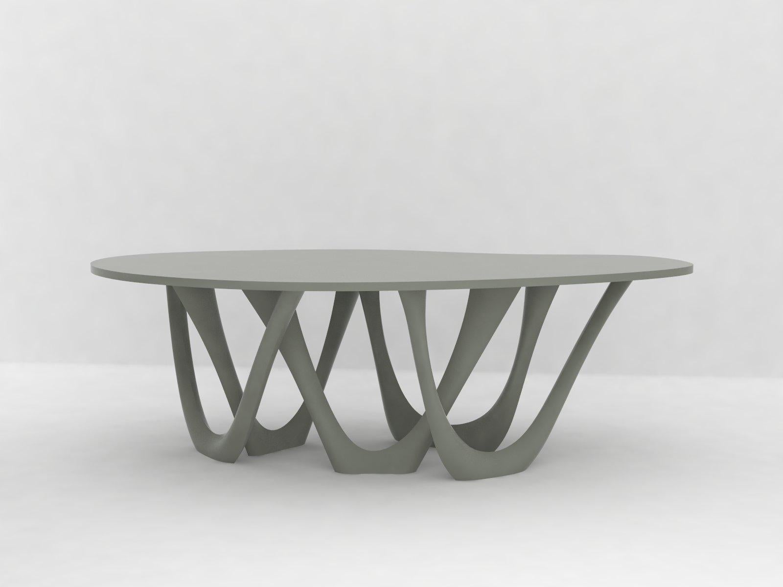 G-Table B and C in Brushed Stainless Steel with Concrete Top by Zieta For Sale 1