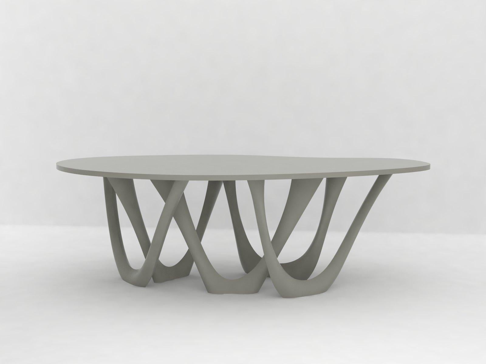 Table G-Table B and C en acier inoxydable brossé avec plateau en béton par Zieta en vente 1