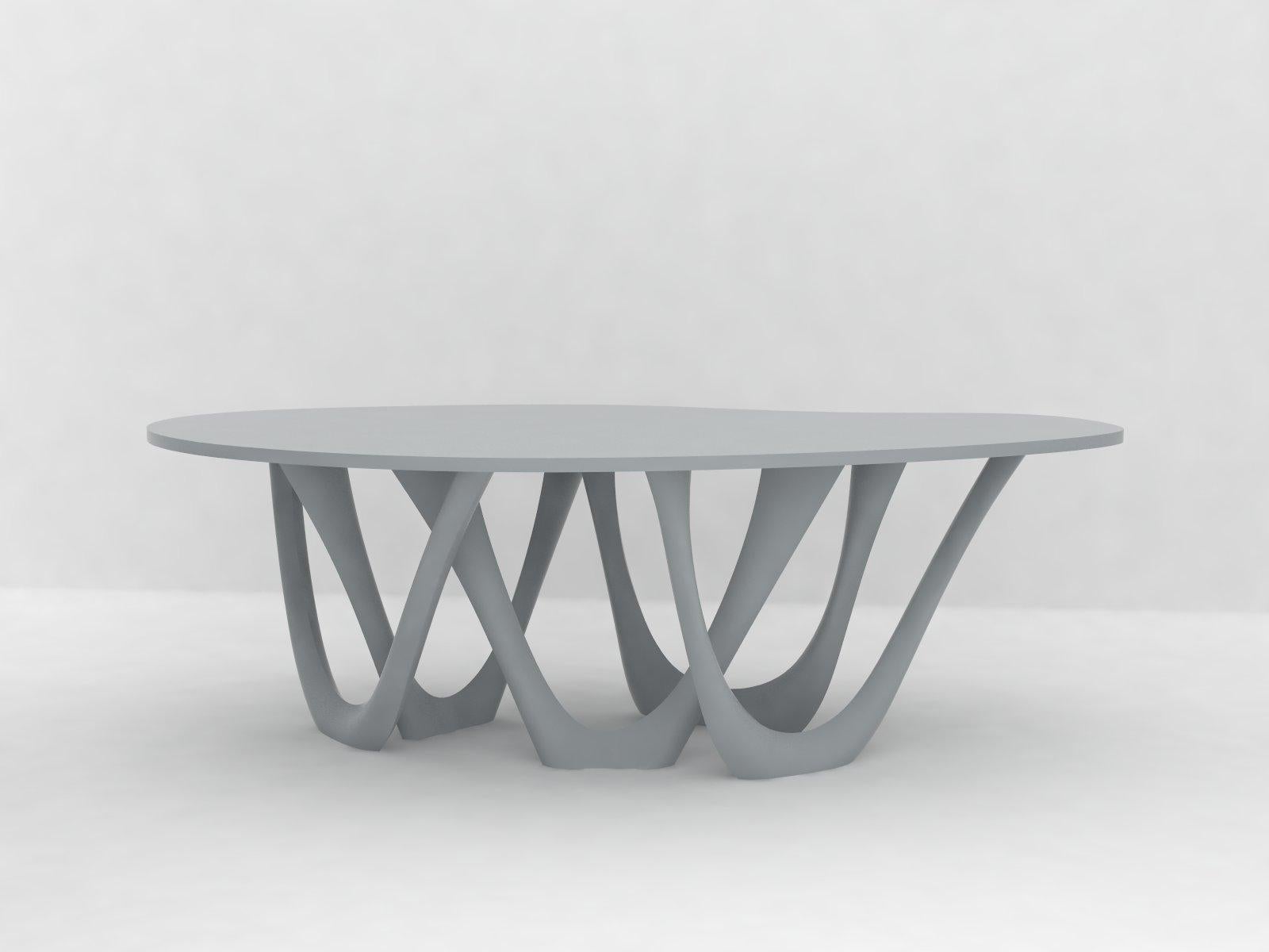 Table G-Table B and C en acier inoxydable poli avec plateau en béton par Zieta en vente 1