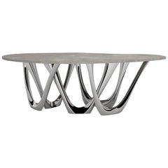 G-Table B and C, Sculptural Table in Polished Stainless Steel, Zieta