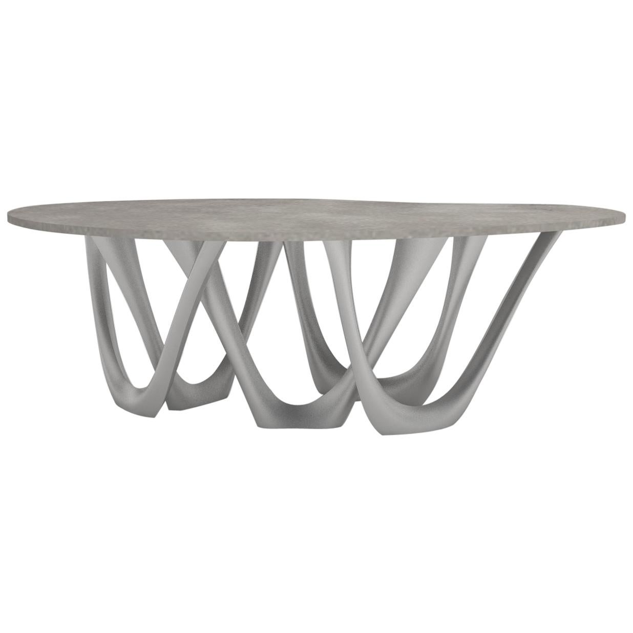 G-Table B+C in Brushed Aluminum with Concrete Top by Zieta For Sale