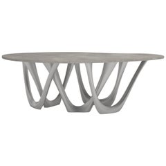 G-Table B+C in Brushed Aluminum with Concrete Top by Zieta