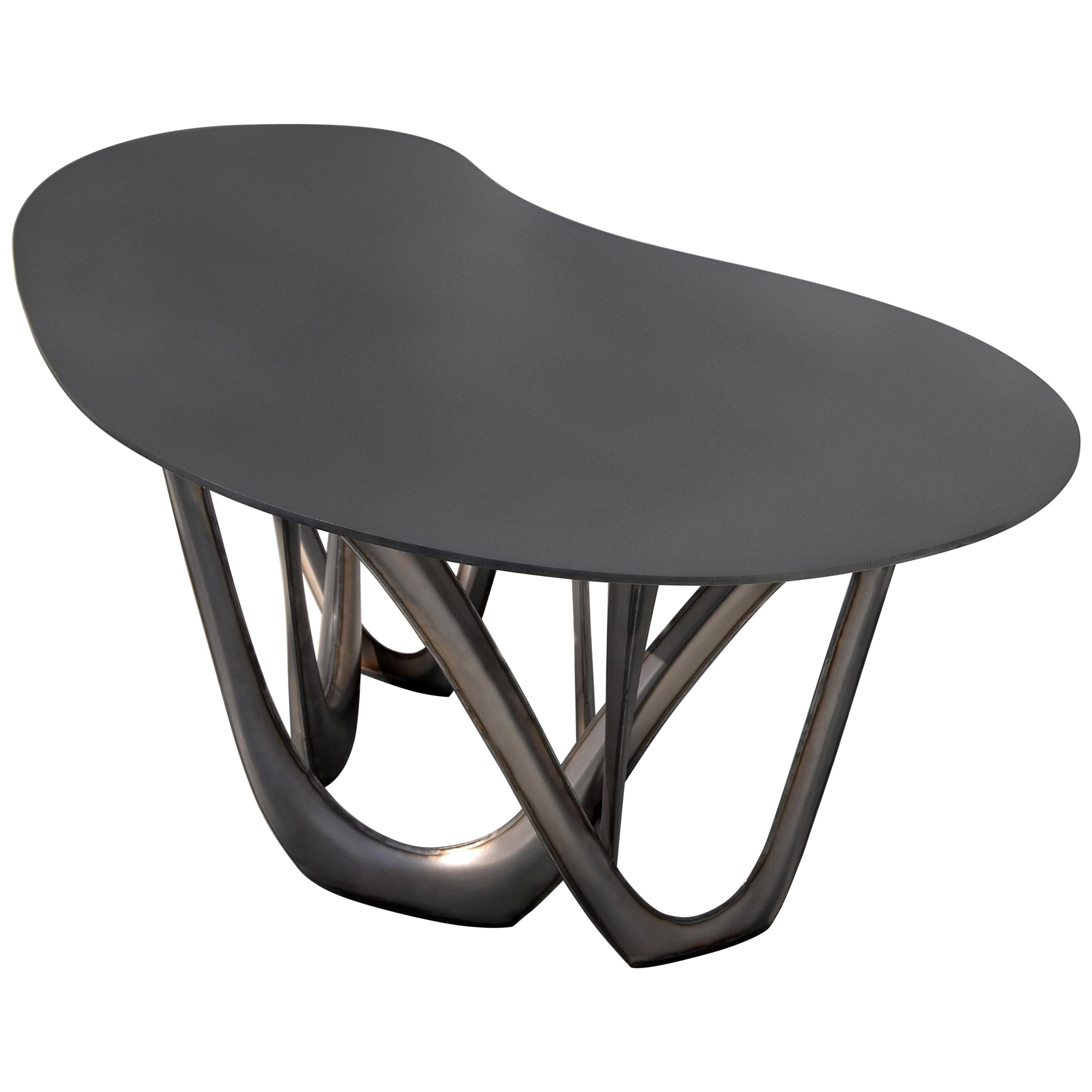 G-Table von Zieta:: Untergestell aus gebürstetem Inox und pulverbeschichtete Platte im Angebot