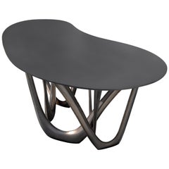 G-Table by Zieta, Brushed Inox Base and Powder Coated Top
