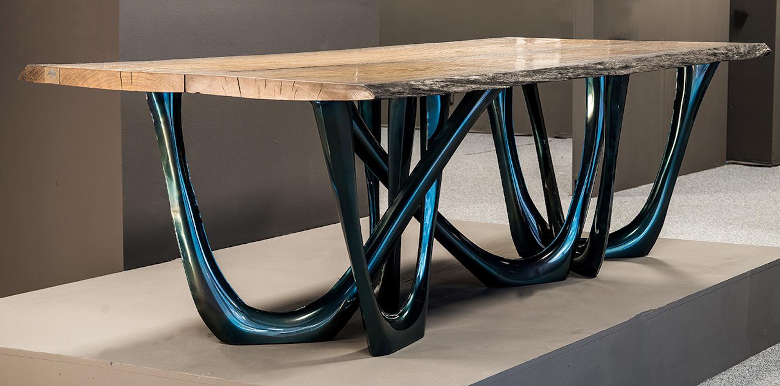 Organic Modern G-Table Cosmos by Zieta, Oak Top 'Customizable' For Sale