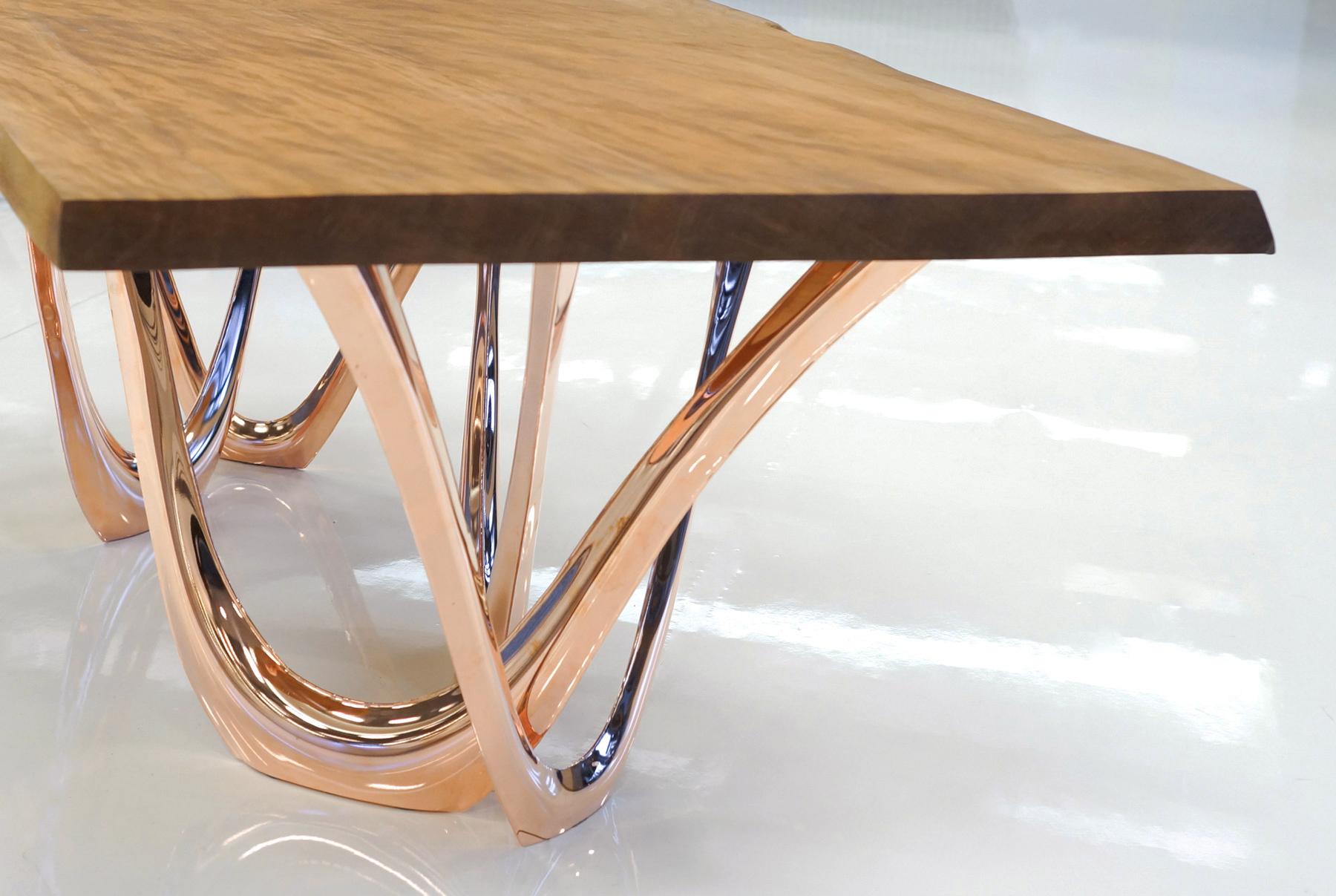G-Table CUK by Zieta Prozessdesign, Copper Base Wood Top 'Customizable' In New Condition In Paris, FR