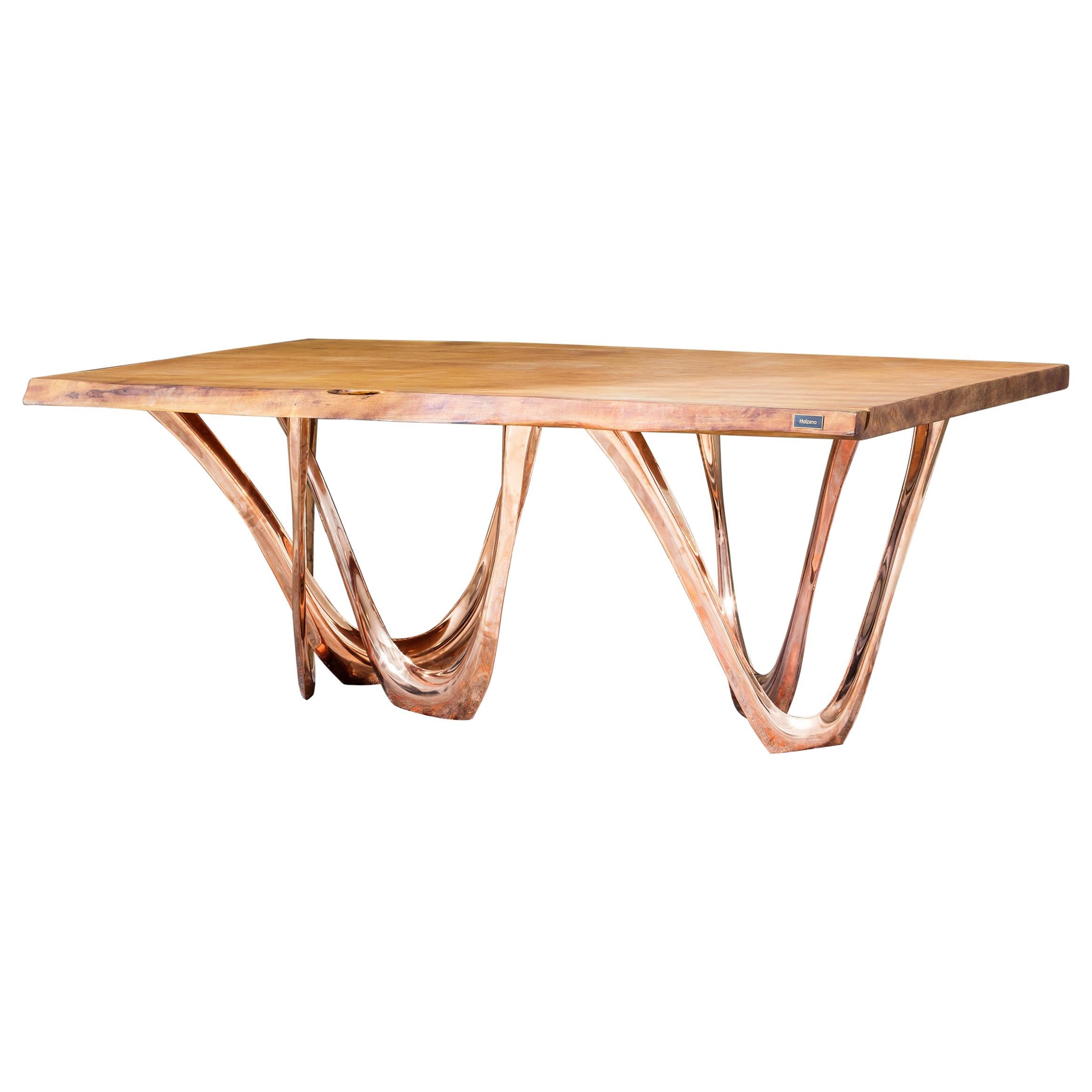 G-Table CUK by Zieta Prozessdesign, Copper Base Wood Top 'Customizable'