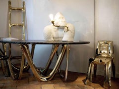 G-Table Gold Granite with Granite Top and Flamed Gold Steel Base by Zieta