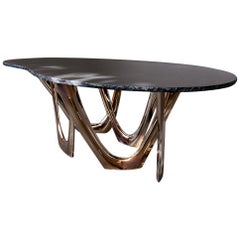 G-Table Gold Granite with Granite Top and Flamed Gold Steel Base by Zieta