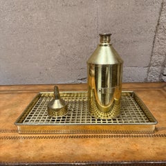 G V Harnisch Denmark Brass Marine Nautical Set Lamp Flask Tray