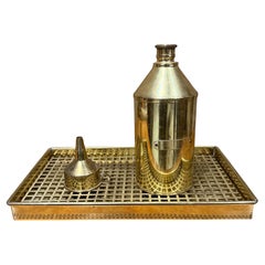 G V Harnisch Denmark Brass Marine Nautical Set Lamp Flask Tray