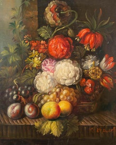 G. Van Pelt - 20th Century Oil, Dutch School Style, Flowers and Fruit