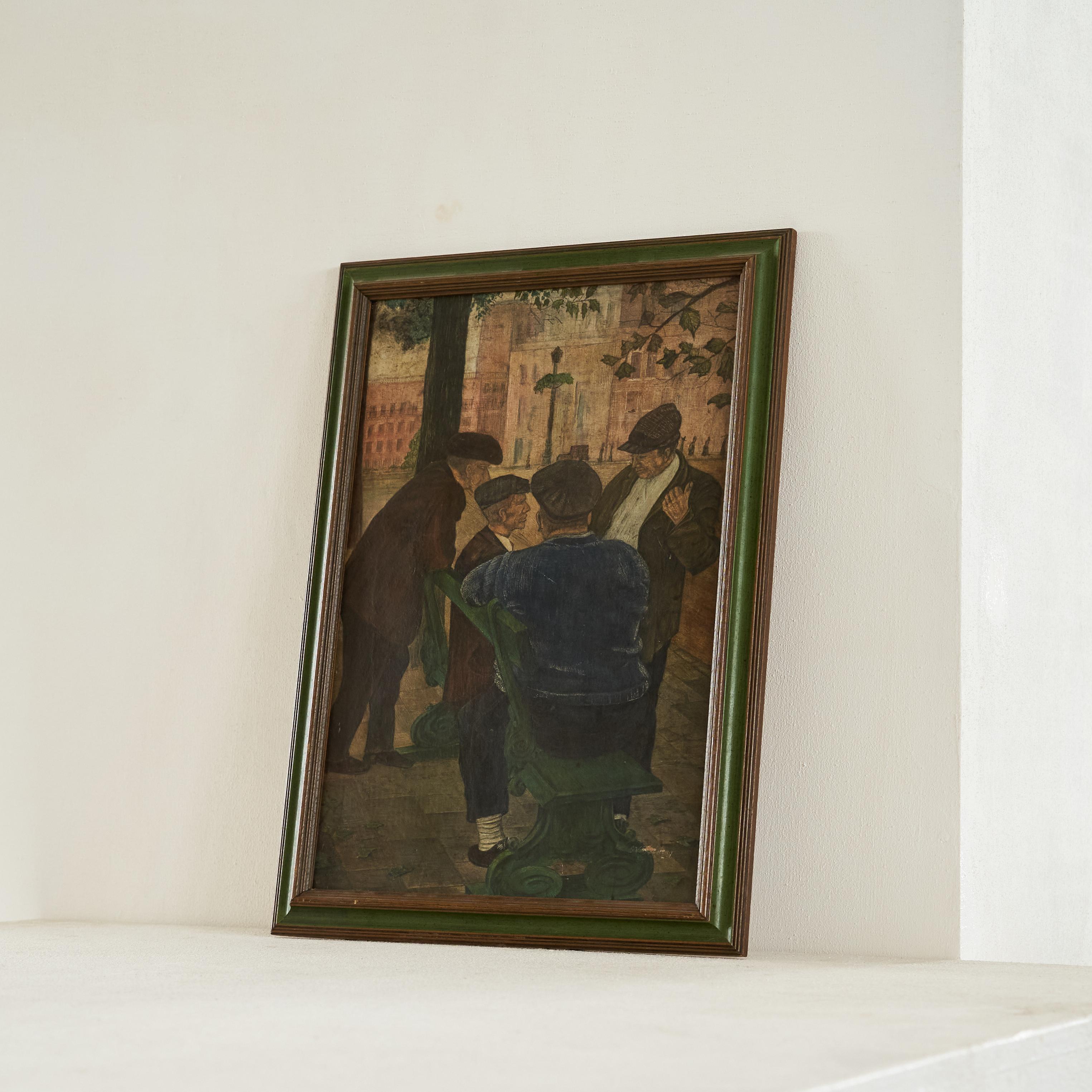 G. van Rampelberg 'Gewichtige Bespreking' Öl auf Platte, Belgien, 1920er Jahre.

Dies ist ein wirklich fantastisches Gemälde von G. van Rampelberg, das Anfang des 20. Jahrhunderts in Flandern, Belgien, entstand. Wenn Sie dieses Gemälde betrachten,