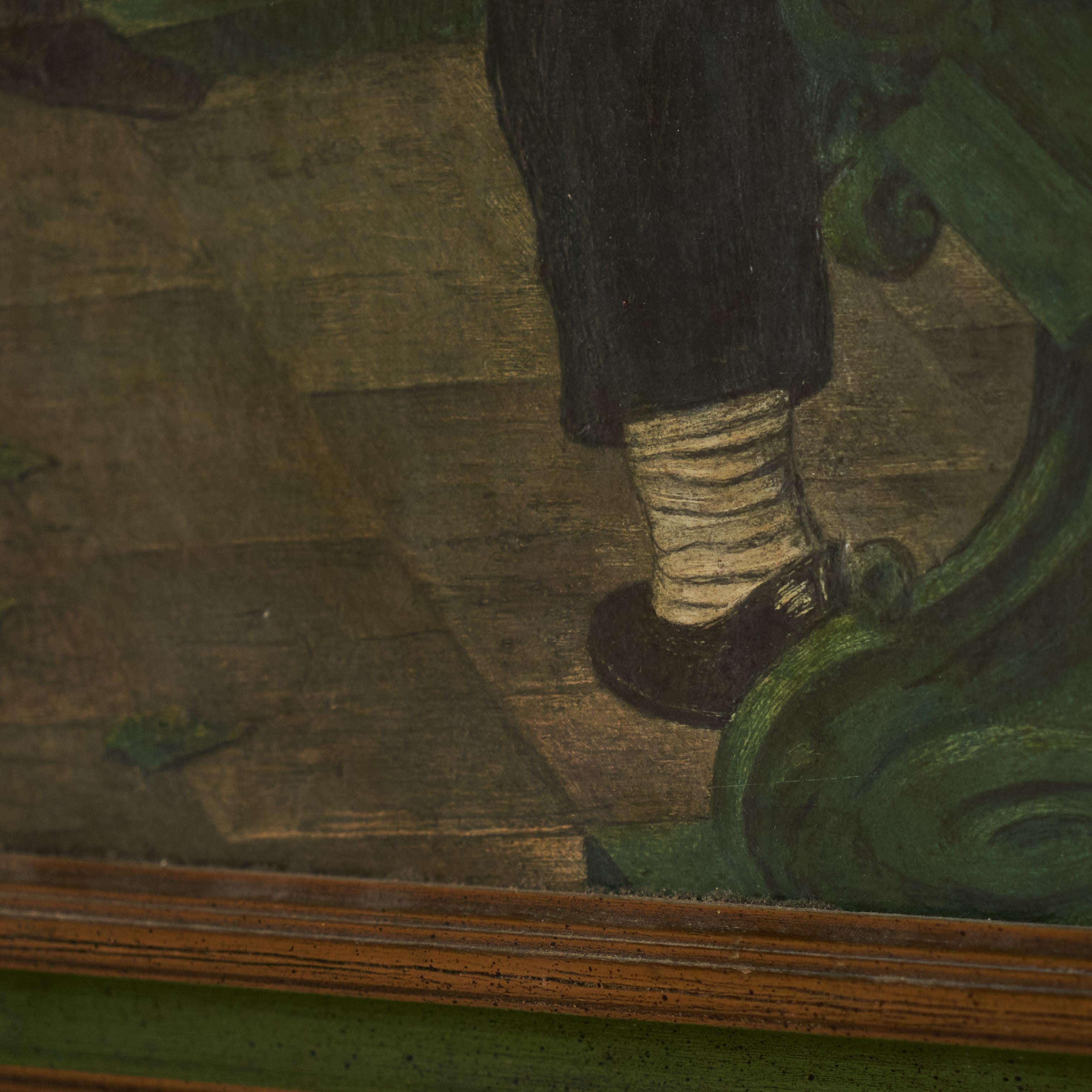 G. van Rampelberg „Gewichtige Verbreitung“, Ölgemälde auf Tafel, Belgien, 1920er Jahre (20. Jahrhundert) im Angebot