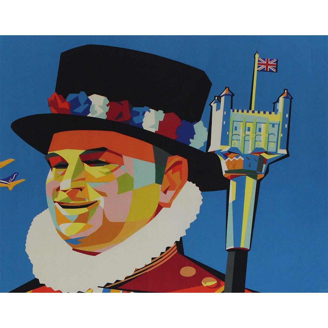 A Londra con la Sabena travel poster, created by G. Vanden Heynde in 1951 For Sale 2