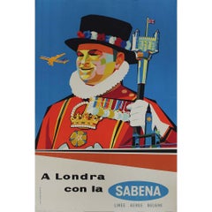 Cartel de viaje A Londra con la Sabena, creado por G. Vanden Heynde en 1951