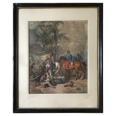 G. Verdey " Vida de la Caballería Francesa Verano 1914 " Acuarela Siglo XX