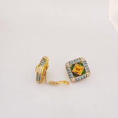 G. Verdi 18Kt. Yellow Gold, 12.32Ct. Semi Precious & 1.77 Carat Diamond Earrings