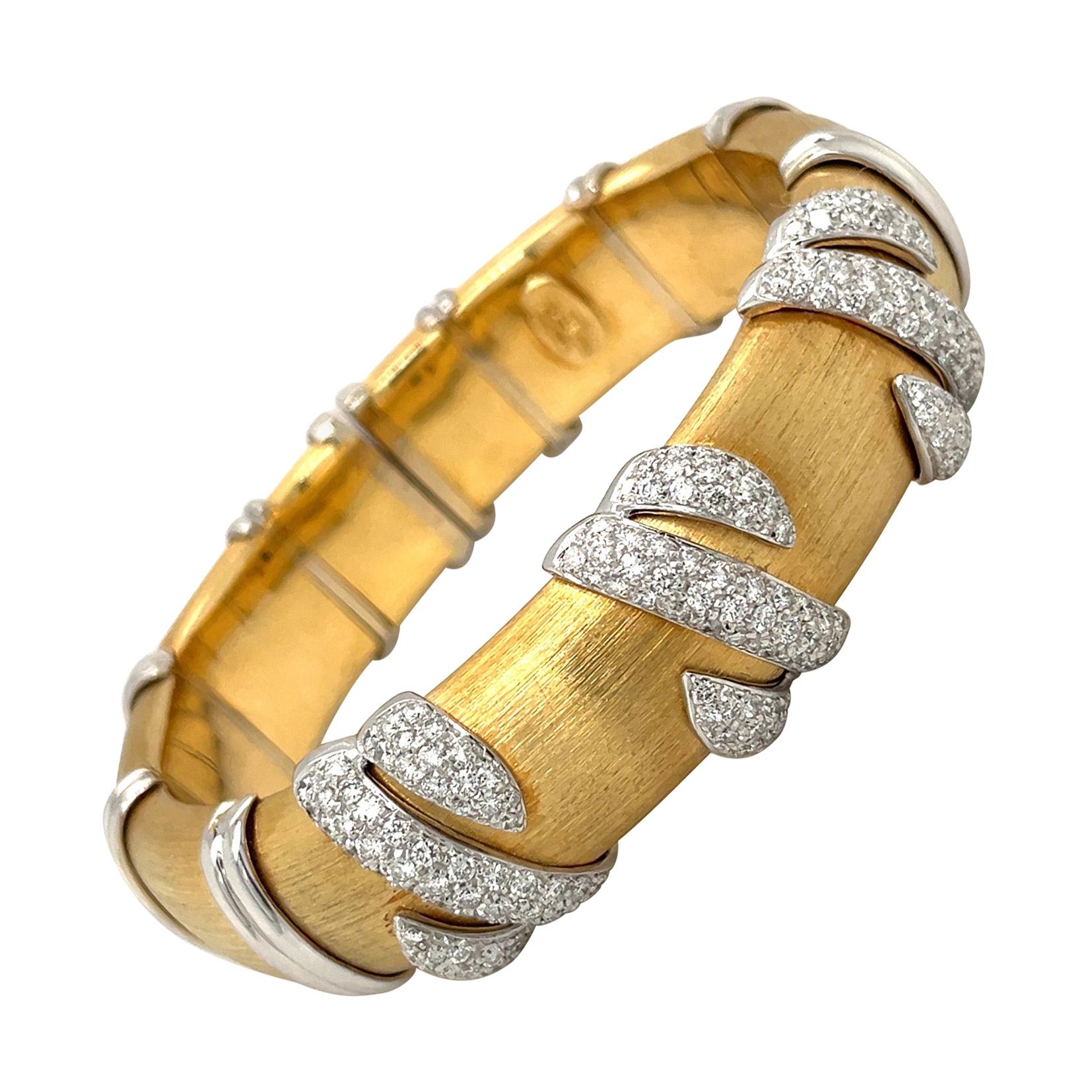 G. Verdi 18kt Yellow Gold and Diamond 2.51ct. Cuff Bracelet