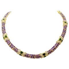 G. Verdi Collar de Oro Amarillo de 18KT con 32,19Ct. Amatista y Tsavoritas, Diamantes